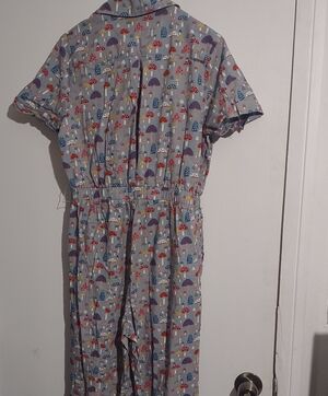 Modcloth Gray Jumpsuit with Mushroom Print